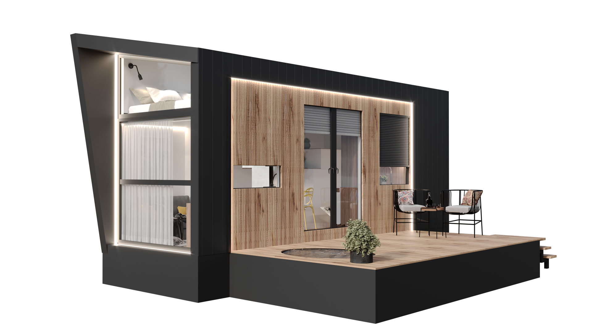 Tiny House, Container Haus, Modulhaus, Minihaus, 21,78 m² , zweistöckiges  - Modell G